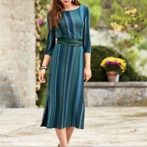 Peruvian Connection Medium Striped Pima Cotton Knit  Midi Dress